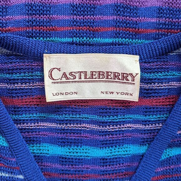 VTG Neiman Marcus Castleberry Knit Sweater 8 Preppy Countryside Retro Glam - Picture 2 of 10